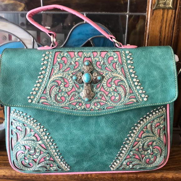 Montana West Bags Nwt Montana West Rhinestone Cross Briefcase